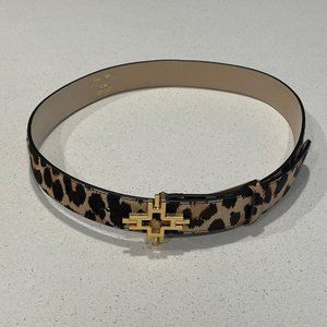 India Hicks Five-O Leopard Print Calf Leather Belt (s/m)